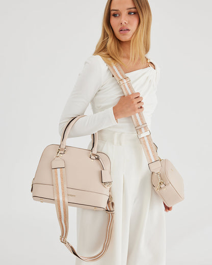 Grace Medium Dome Satchel Bag + Metallic Stripe Bag Strap-Handbags-PEROZ Accessories