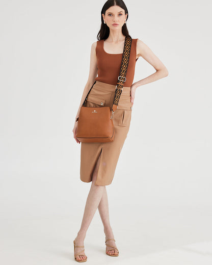 Joanie 3 Compartment Crossbody Bucket Bag + Aztec Bag Strap-Crossbody Bags-PEROZ Accessories