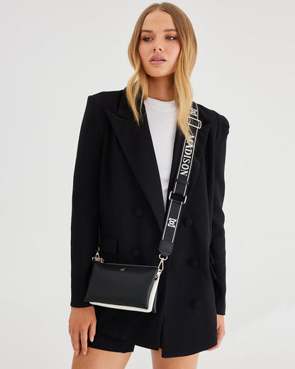 Josie Small 3 Compartment Crossbody Bag With Monogram Strap-Handbags-PEROZ Accessories