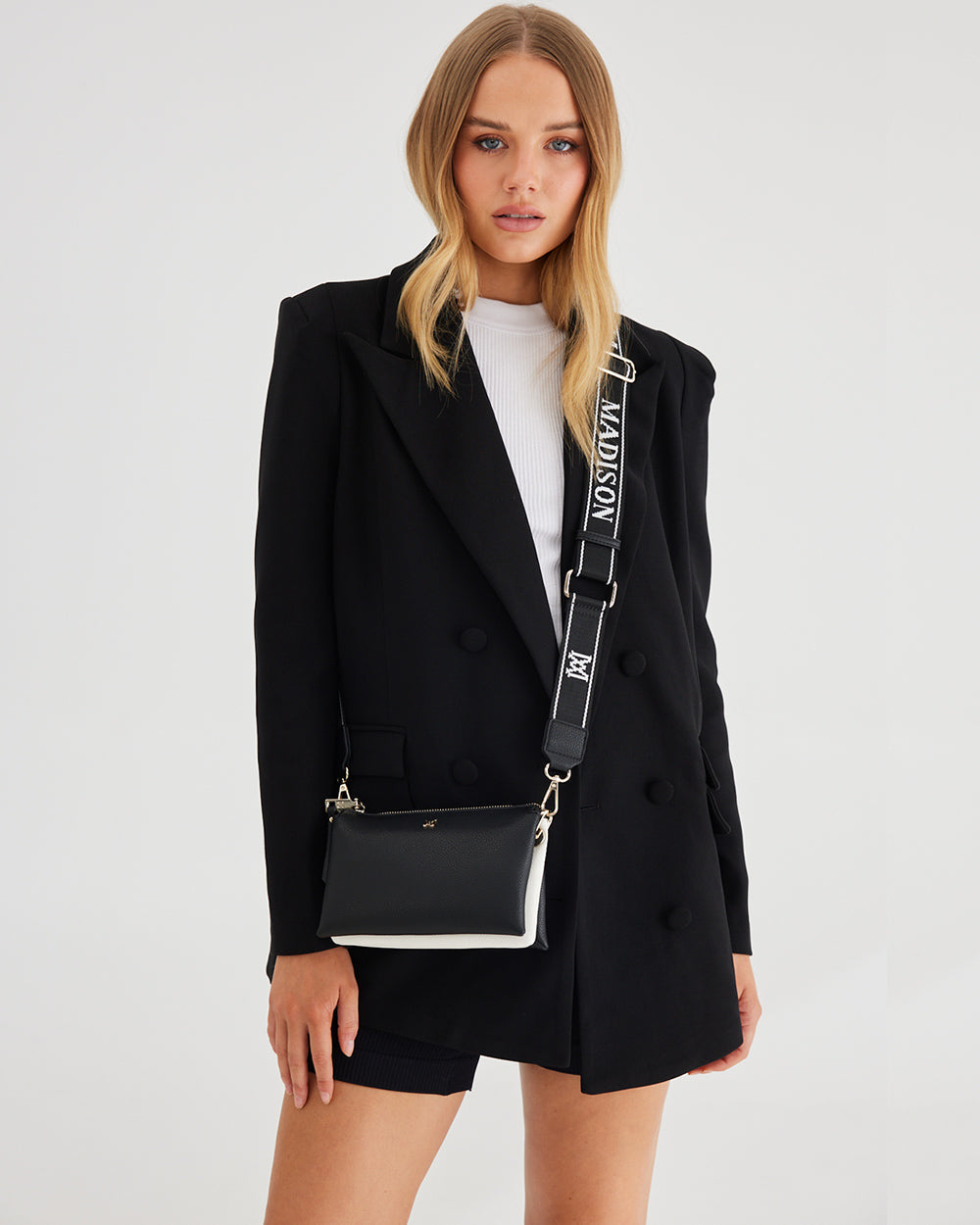 Josie Small 3 Compartment Crossbody Bag With Monogram Strap-Handbags-PEROZ Accessories