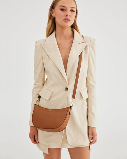 Layla Zip Top Curved Crossbody-Handbags-PEROZ Accessories