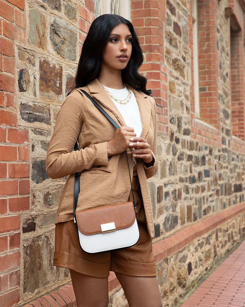 Mel 3 Compartment Fold Over Crossbody Bag-Handbags-PEROZ Accessories