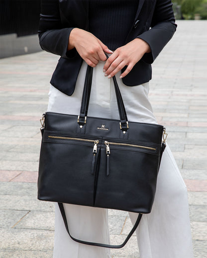 Trish Laptop Tote Work Bag With Crossbody Strap-PEROZ Accessories