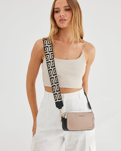 Maddie Double Zip Camera Crossbody Bag + Graphic Bag Strap-Crossbody Bags-PEROZ Accessories
