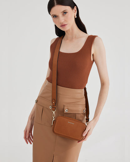 Maddie Double Zip Camera Crossbody Bag + Aztec Bag Strap-Crossbody Bags-PEROZ Accessories