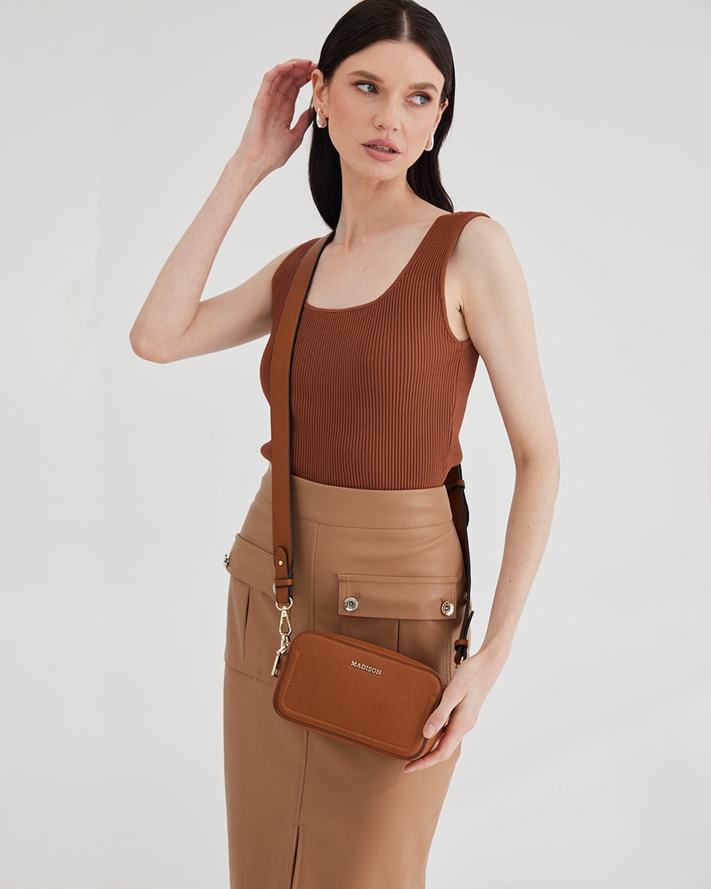 Maddie Double Zip Camera Crossbody Bag + Aztec Bag Strap-Handbags-PEROZ Accessories