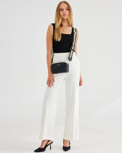 Maddie Double Zip Camera Crossbody Bag + Metallic Stripe Bag Strap-Handbags-PEROZ Accessories