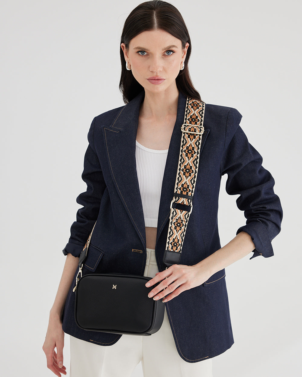 Monica Camera Crossbody Bag + Aztec Bag Strap-Handbags-PEROZ Accessories