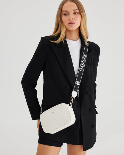 Monica Camera Crossbody Bag + Monogram Stripe Bag Strap-Handbags-PEROZ Accessories