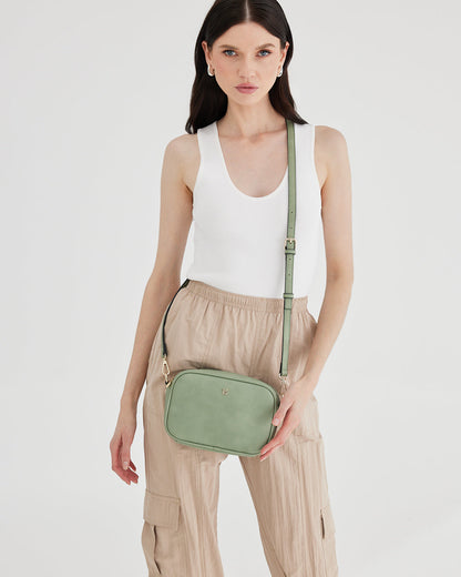 Monica Sage Green Camera Crossbody Bag-Camera Crossbody Bags-PEROZ Accessories