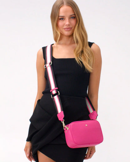 Monica Camera Crossbody Bag + Stripe Bag Strap-Handbags-PEROZ Accessories