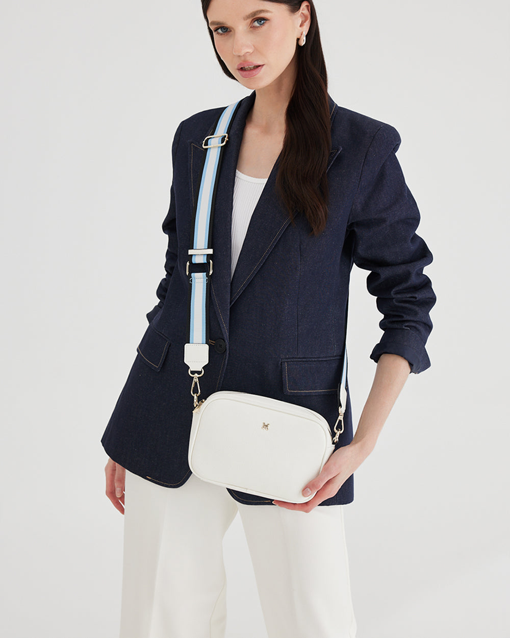 Monica Camera Crossbody Bag + Stripe Bag Strap-Handbags-PEROZ Accessories