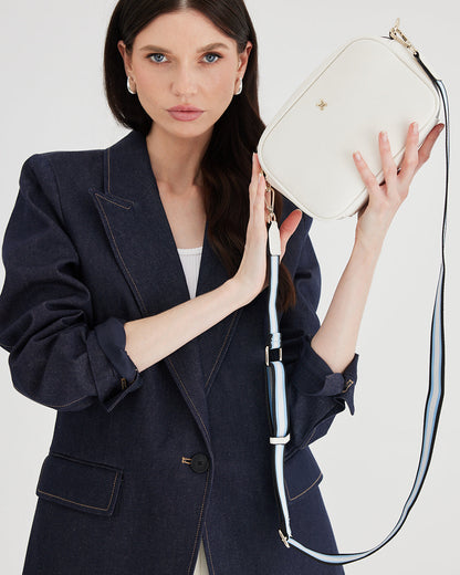 Monica Camera Crossbody Bag + Stripe Bag Strap-Handbags-PEROZ Accessories