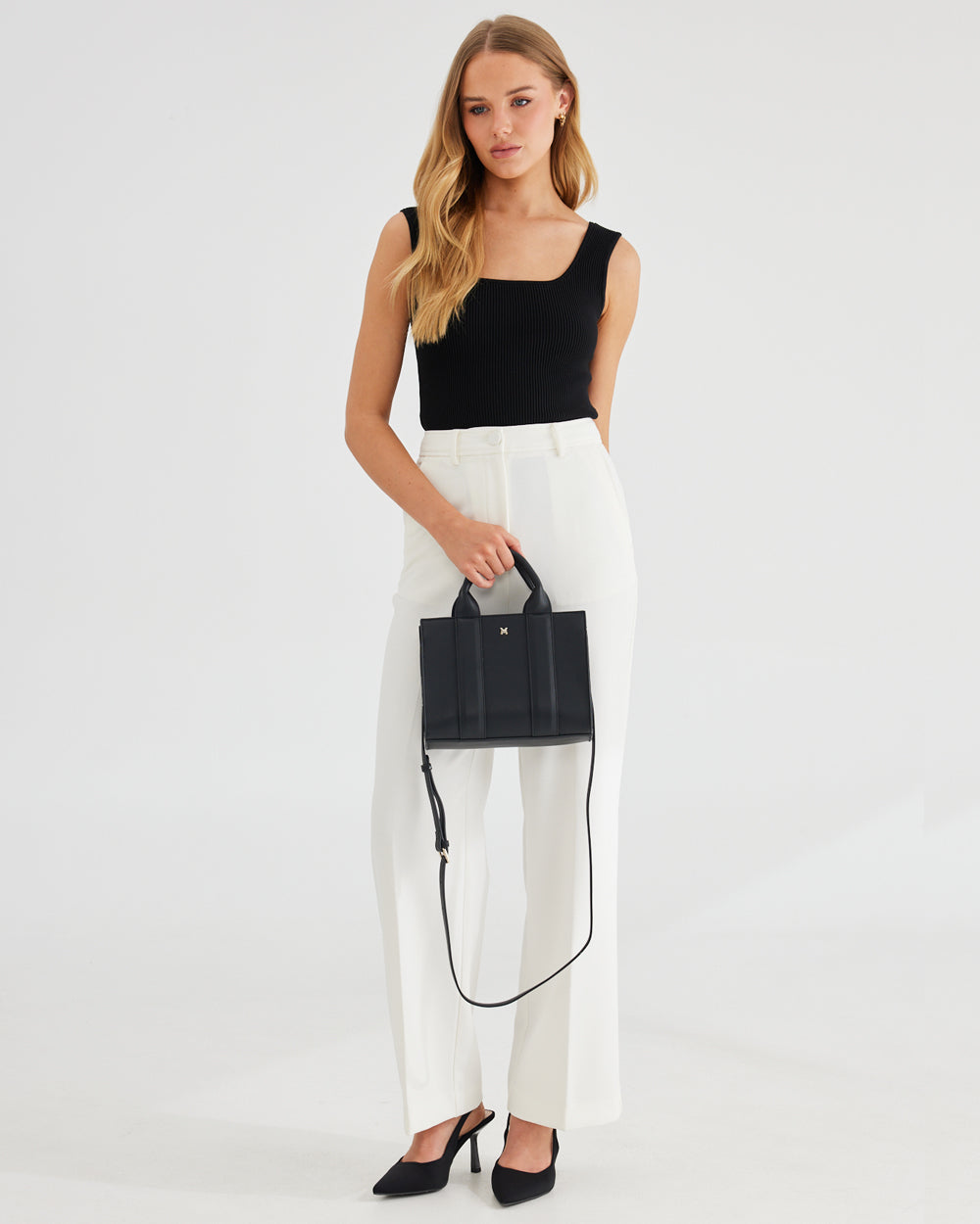 Nova Small Grab Tote With Monogram Strap-Handbags-PEROZ Accessories
