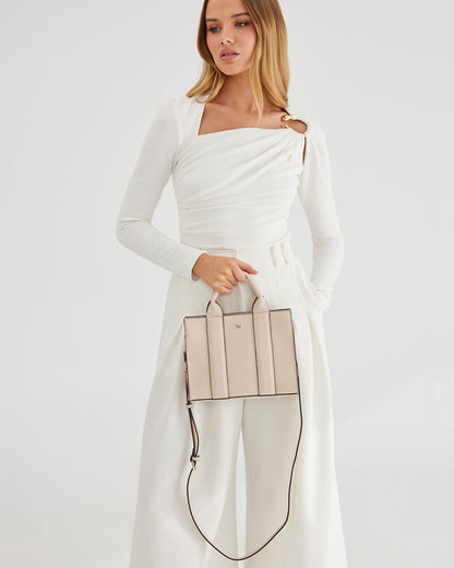 Nova Small Grab Tote With Metallic Stripe Strap-Handbags-PEROZ Accessories