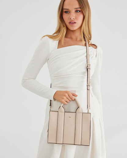 Nova Small Grab Tote With Metallic Stripe Strap-Handbags-PEROZ Accessories