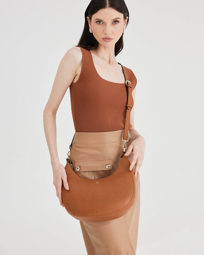Pia Crescent Shoulder Bag With Crossbody Strap-Shoulder Bags-PEROZ Accessories