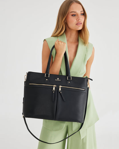 Trish Laptop Tote Work Bag With Crossbody Strap-PEROZ Accessories