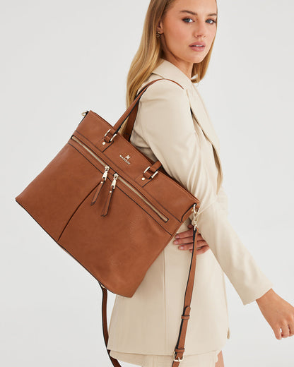 Trish Laptop Tote Work Bag + Aztec Strap-Handbags-PEROZ Accessories