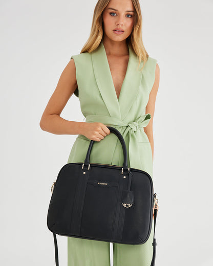 Trudi Double Zip Top Laptop Bag With Crossbody Strap-PEROZ Accessories
