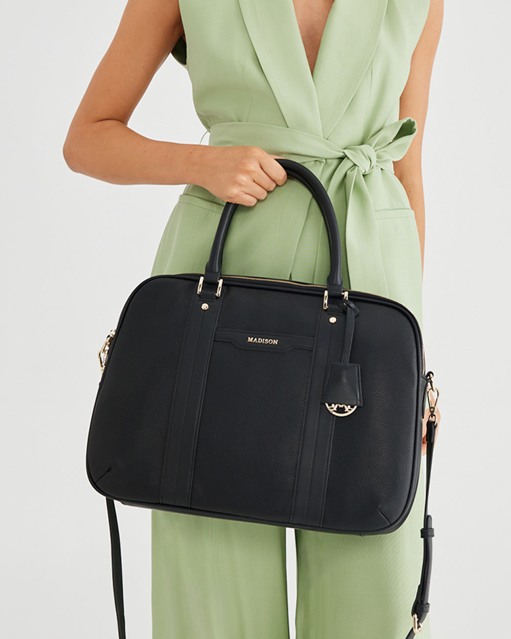 Trudi Double Zip Top Laptop Bag With Crossbody Strap-PEROZ Accessories