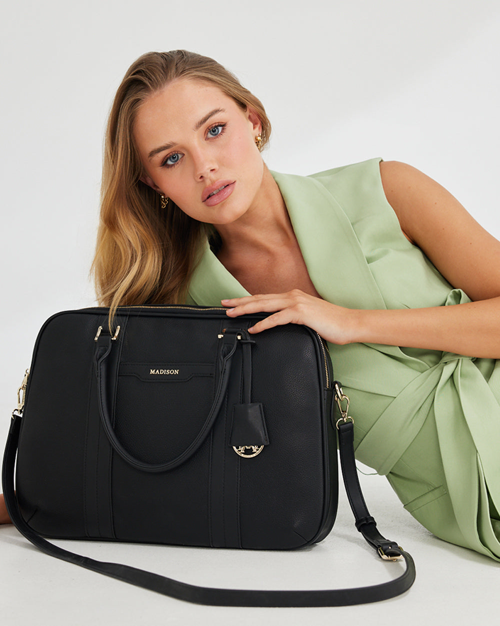 Trudi Double Zip Top Laptop Bag With Crossbody Strap-PEROZ Accessories