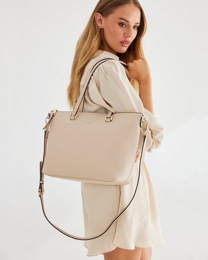 Vivian Medium Zip Top Tote With Crossbody Strap-Handbags-PEROZ Accessories