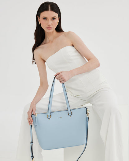 Vivian Medium Zip Top Tote With Monogram Strap-Handbags-PEROZ Accessories