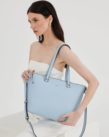 Vivian Medium Zip Top Tote With Crossbody Strap-Handbags-PEROZ Accessories