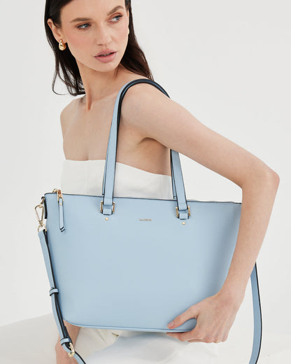 Vivian Medium Zip Top Tote With Monogram Strap-Handbags-PEROZ Accessories