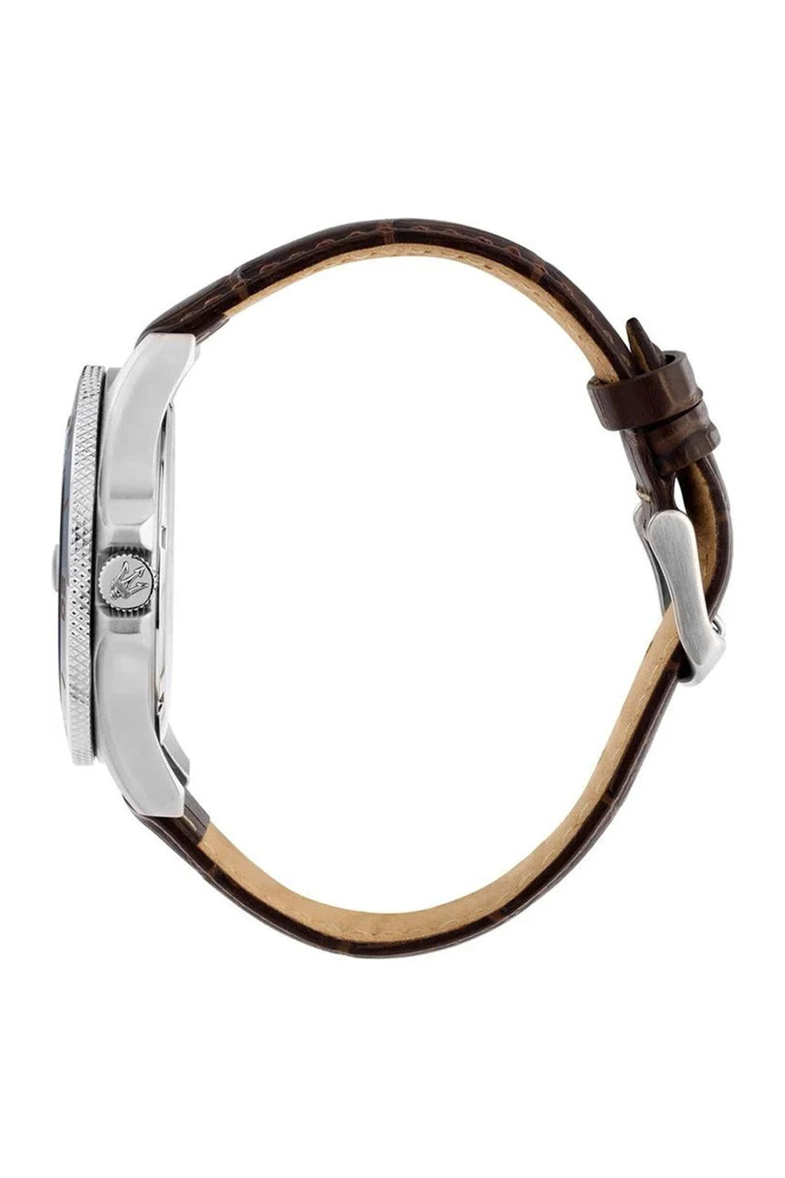 Maserati Competizione 43mm Blue Dial Brown Leather Strap Watch-PEROZ Accessories