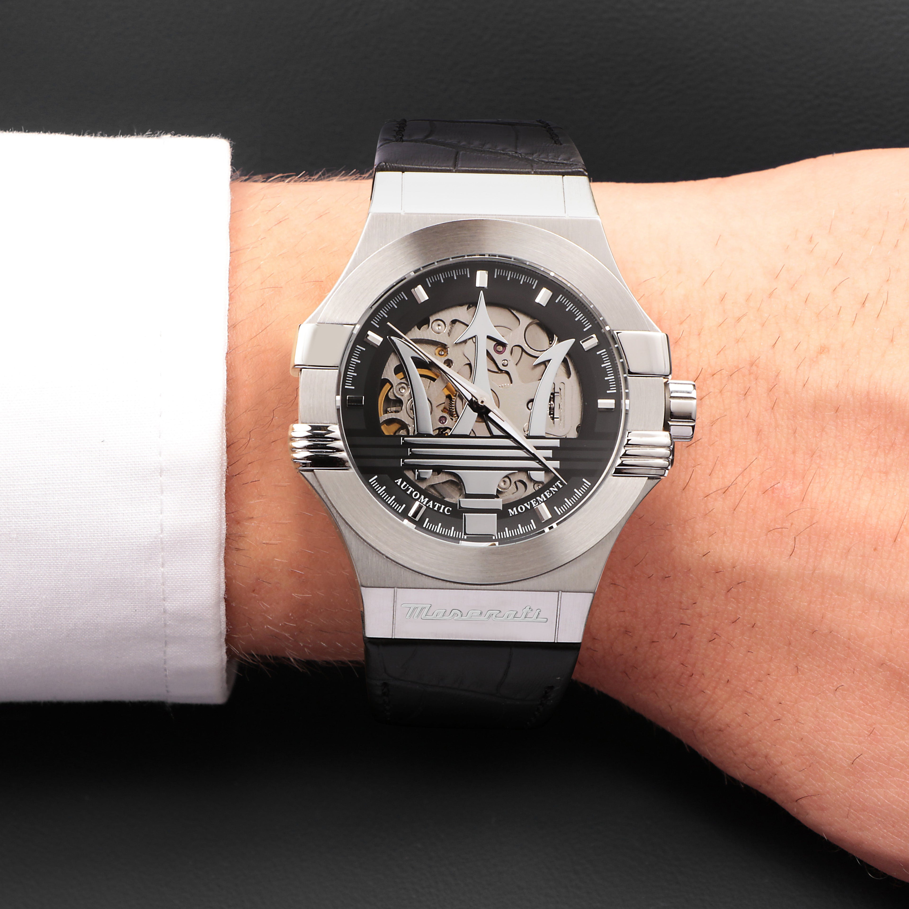 Maserati Potenza Silver Skeleton Automatic 42mm Watch-PEROZ Accessories