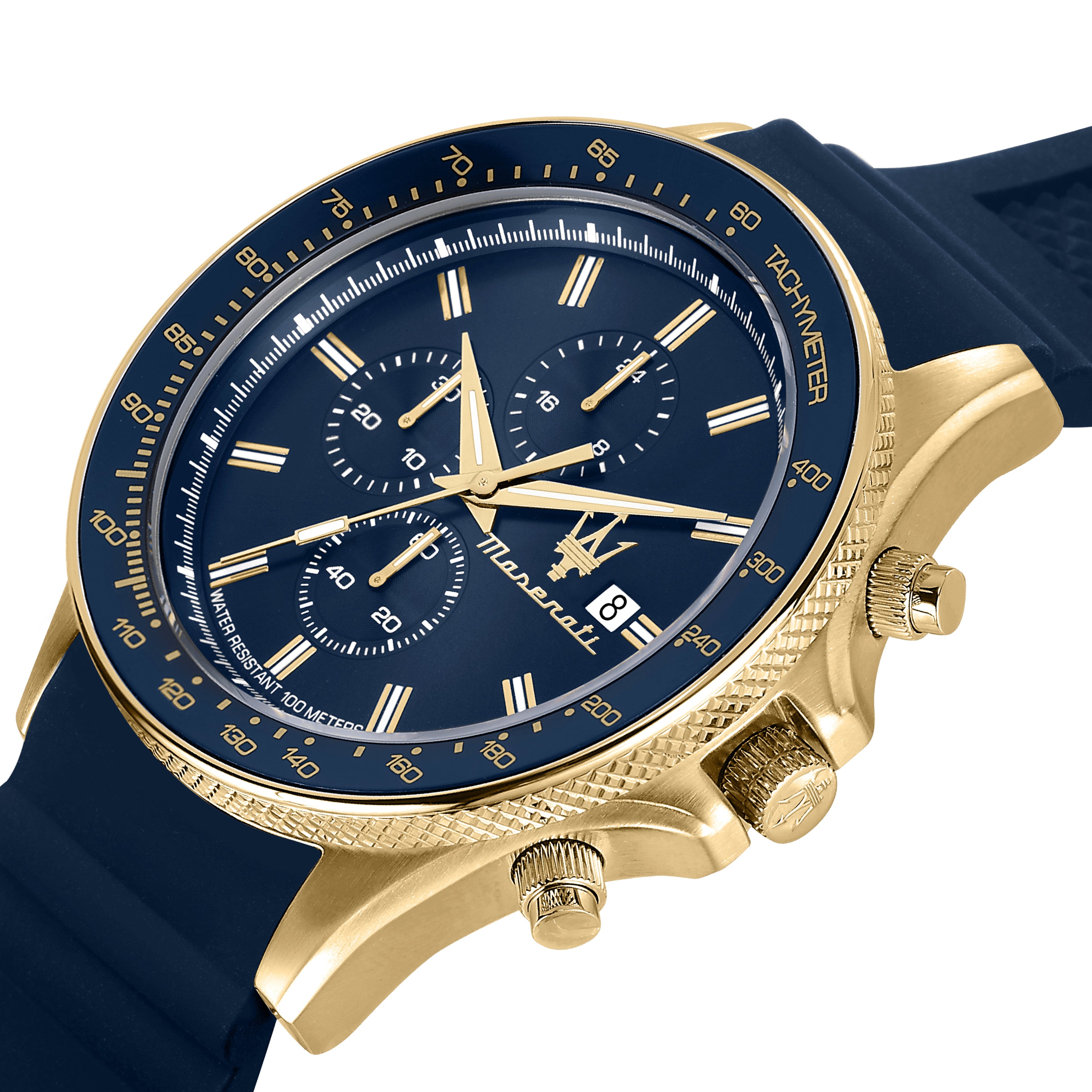 Maserati Sfida 44mm Blue Gold Chronograph Watch-PEROZ Accessories