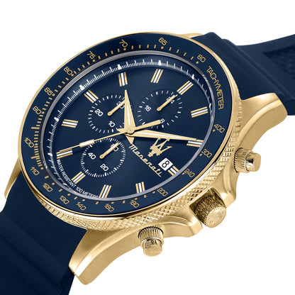 Maserati Sfida 44mm Blue Gold Chronograph Watch-PEROZ Accessories