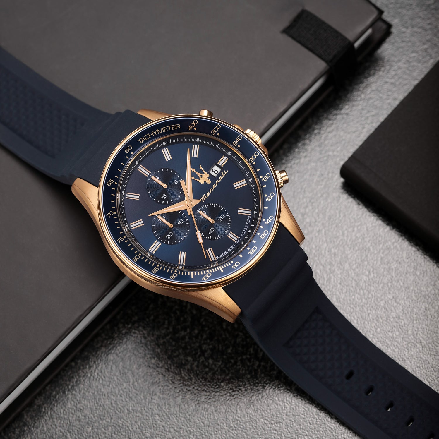 Maserati Sfida 44mm Blue Gold Chronograph Watch-PEROZ Accessories