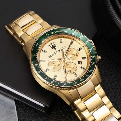 Maserati Stile Gold Dial 45mm Chronograph-PEROZ Accessories