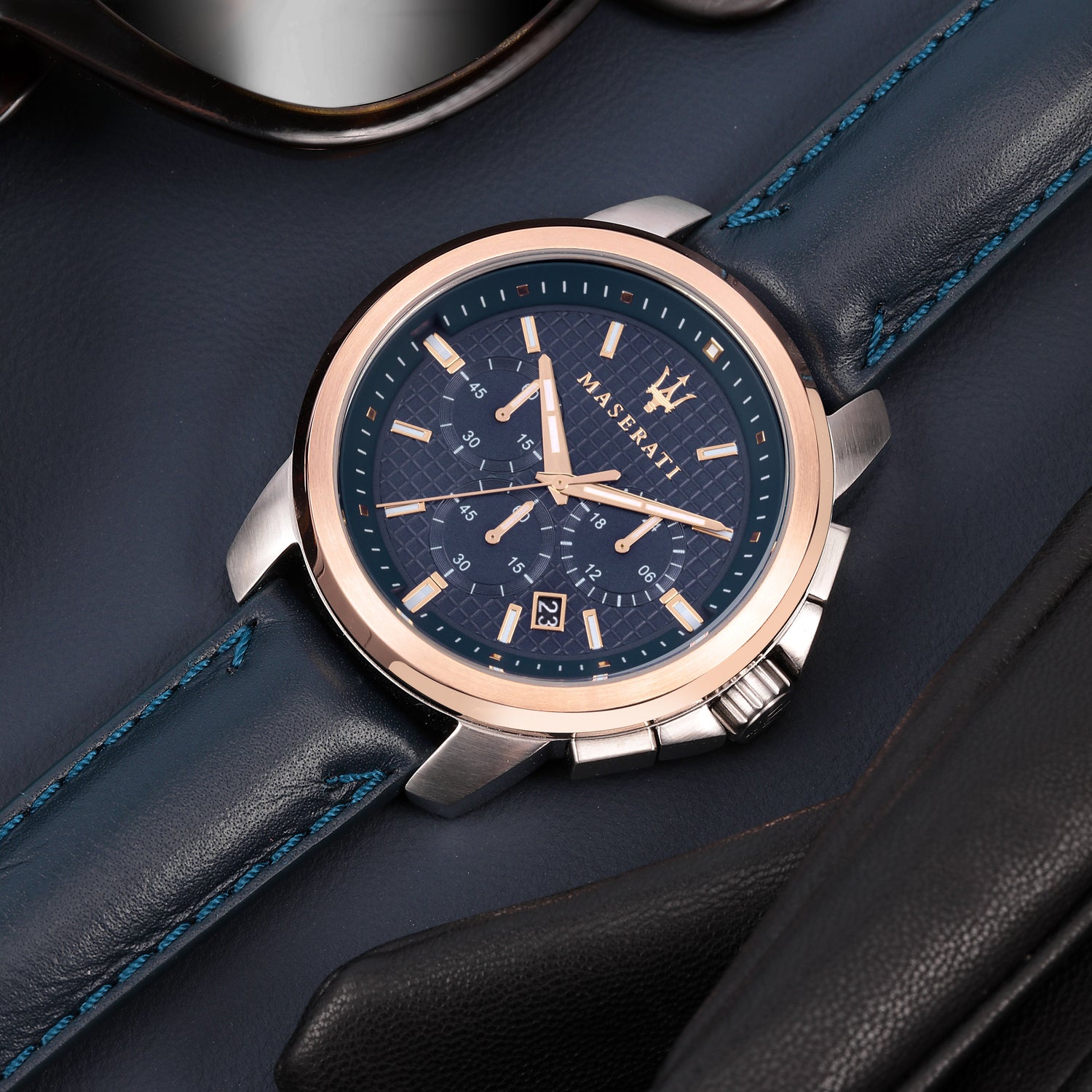 Maserati Successo Navy Blue Chronograph-PEROZ Accessories