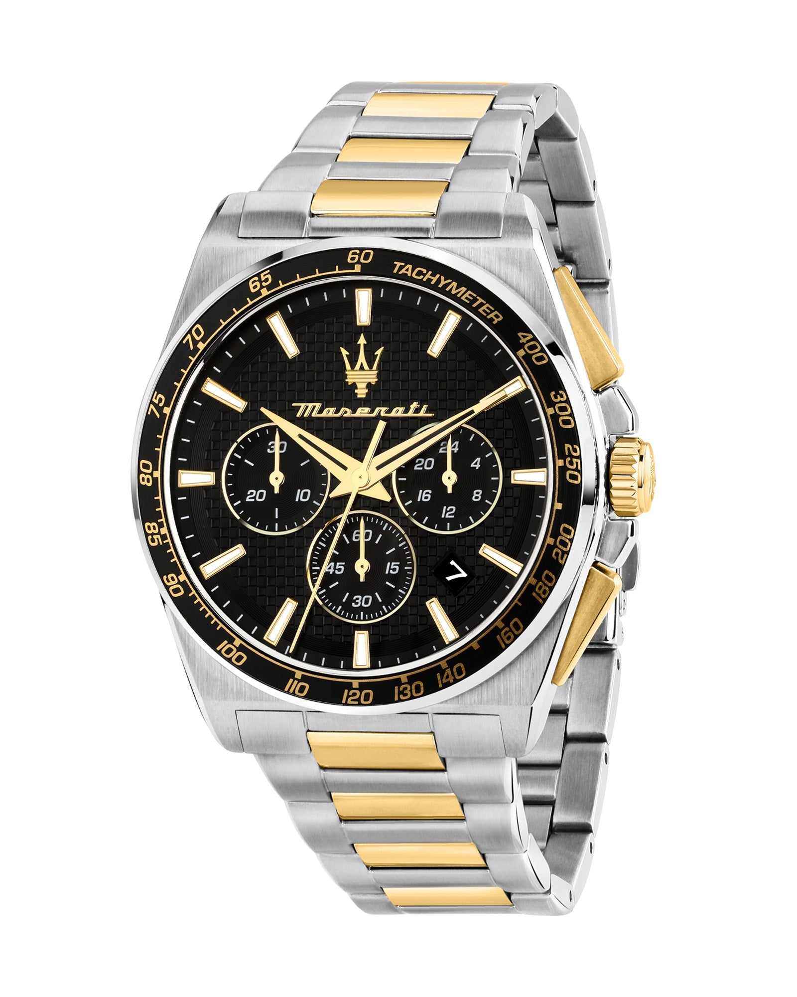 Maserati Velocita 43mm Chrono Black Dial Two Tone Stainless Steel Strap Watch-PEROZ Accessories