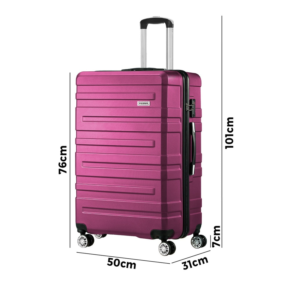 Mazam 28" Luggage Suitcase Trolley Set TSA Lock Hard Case Magenta-Luggage Sets-PEROZ Accessories
