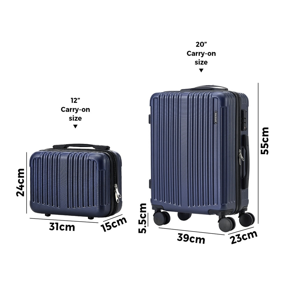 Mazam 2PCS Luggage Suitcase Trolley Set Carry On TSA Hard Case Navy-Luggage Setss-PEROZ Accessories