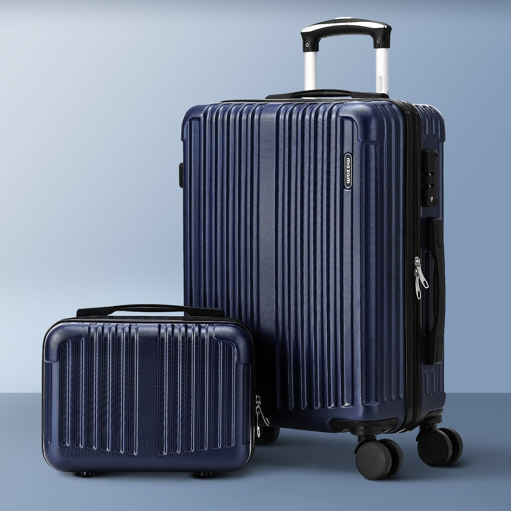 Mazam 2PCS Luggage Suitcase Trolley Set Carry On TSA Hard Case Navy-Luggage Setss-PEROZ Accessories