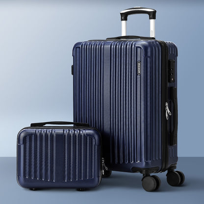 Mazam 2PCS Luggage Suitcase Trolley Set Carry On TSA Hard Case Navy-Luggage Setss-PEROZ Accessories
