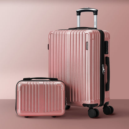 Mazam 2PCS Luggage Suitcase Trolley Set Carry On TSA Hard Case Pink-Luggage Setss-PEROZ Accessories
