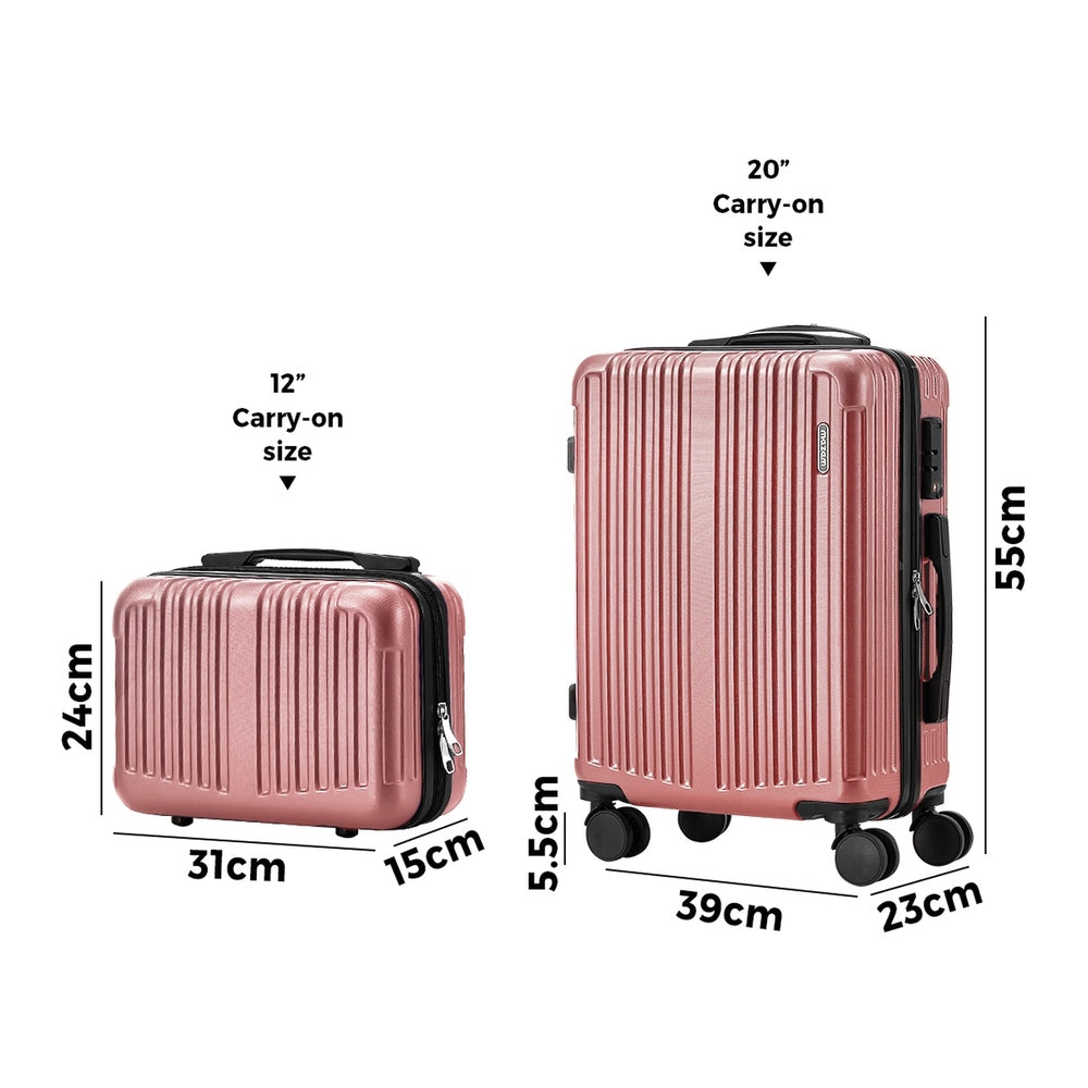 Mazam 2PCS Luggage Suitcase Trolley Set Carry On TSA Hard Case Pink-Luggage Setss-PEROZ Accessories
