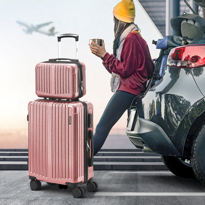 Mazam 2PCS Luggage Suitcase Trolley Set Carry On TSA Hard Case Pink-Luggage Setss-PEROZ Accessories
