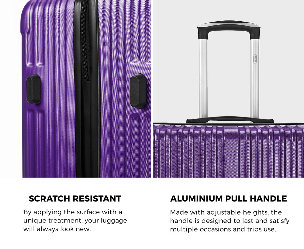 Mazam 2PCS Luggage Suitcase Trolley Set Carry On TSA Hard Case Purple-Luggage Setss-PEROZ Accessories