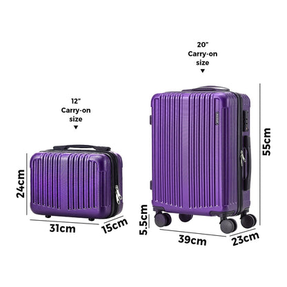 Mazam 2PCS Luggage Suitcase Trolley Set Carry On TSA Hard Case Purple-Luggage Setss-PEROZ Accessories
