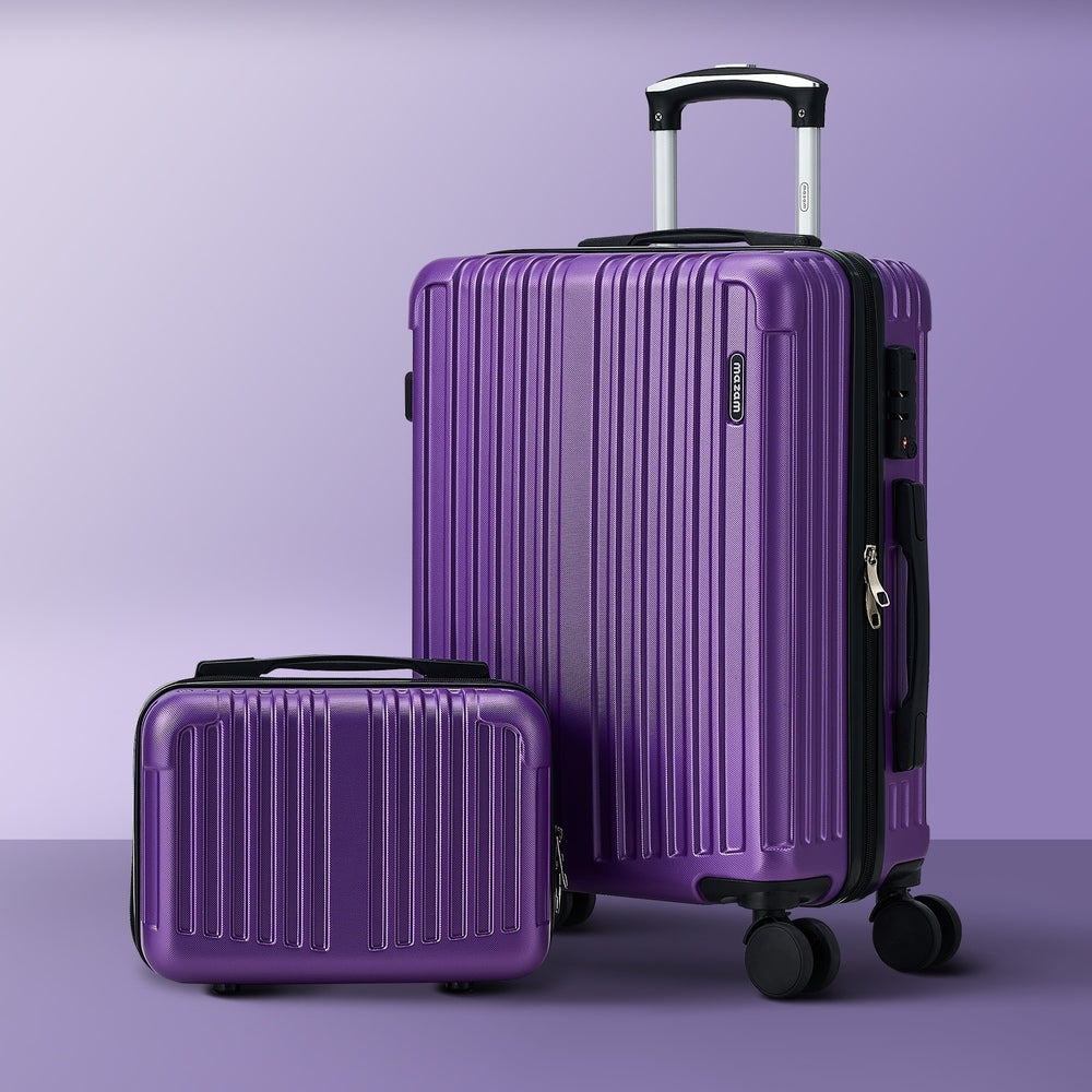 Mazam 2PCS Luggage Suitcase Trolley Set Carry On TSA Hard Case Purple-Luggage Setss-PEROZ Accessories