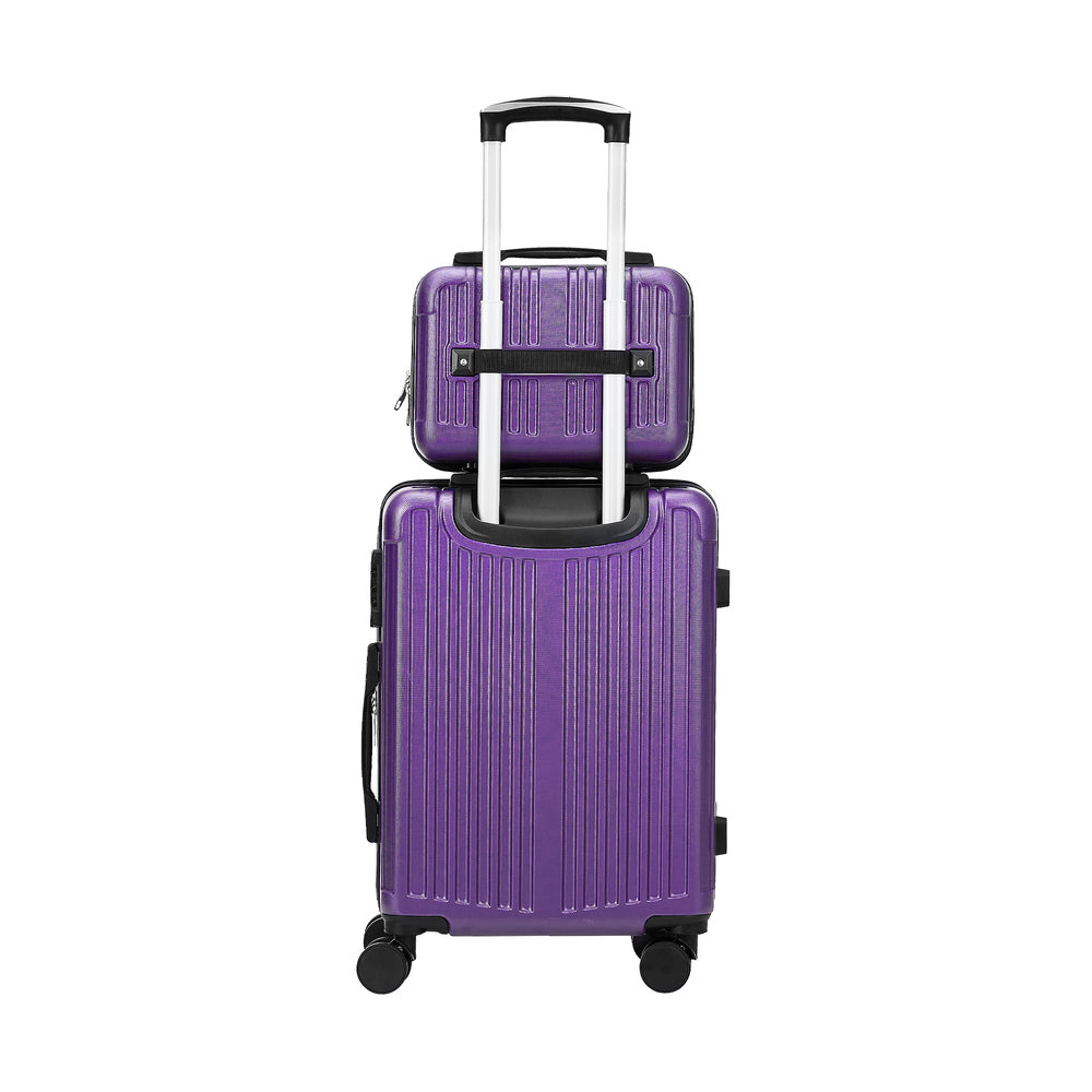 Mazam 2PCS Luggage Suitcase Trolley Set Carry On TSA Hard Case Purple-Luggage Setss-PEROZ Accessories