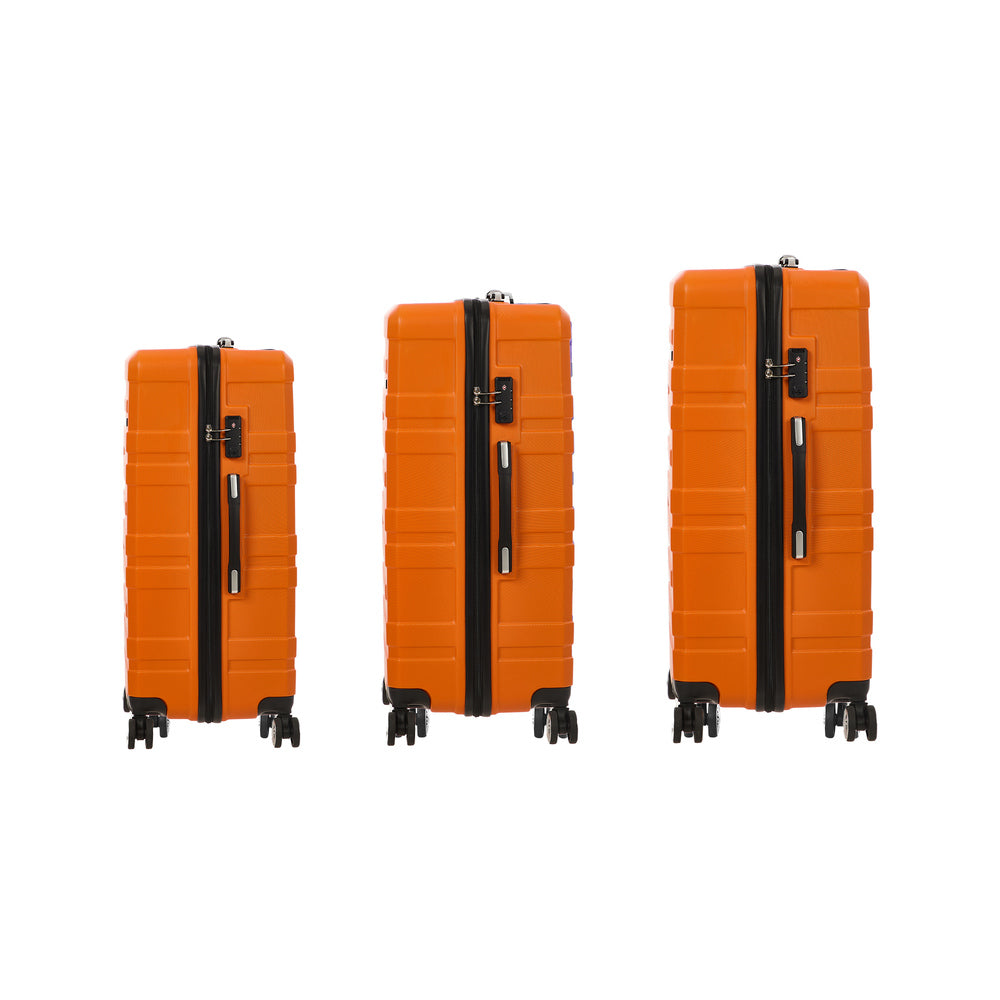Mazam 3PCS Luggage Suitcase Trolley Set TSA Lock Hard Case Orange-Luggage Sets-PEROZ Accessories